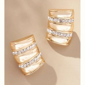 Anthropologie The Restored Vintage Collection: Crystal-Encrusted Curved Earrings